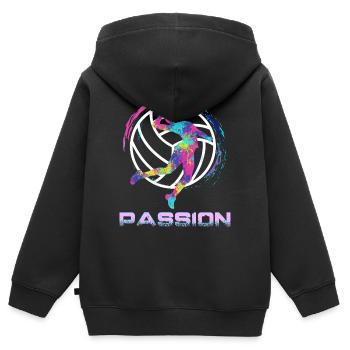 Volley - Kinder Premium Organic Zip Hoodie - Schwarz - Hinten - AI Model Kid Male (0cm)