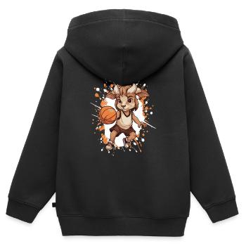 Dribble de chèvre au basket - Sweat Premium à capuche zippé enfant bio - noir - Dos - AI Model Kid Male (0cm)