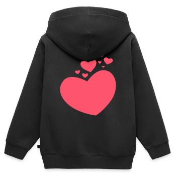 Kleine und große Herzen - Kinder Premium Organic Zip Hoodie - Schwarz - Hinten - AI Model Kid Male (0cm)