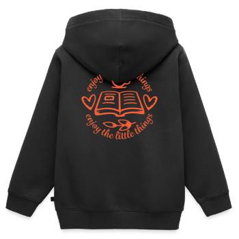 Enjoy The Little Things Gratitude Mindfulness - Kids Premium Organic Zip-up Hoodie - black - Back - AI Model Kid Male (0cm)