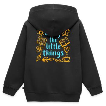 Enjoy The Little Things Gratitude Mindfulness - Kids Premium Organic Zip-up Hoodie - black - Back - AI Model Kid Male (0cm)