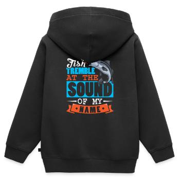 Pêcheurs Pêcheurs Pêcheurs Pêcheurs Pêcheurs Sportifs - Sweat Premium à capuche zippé enfant bio - noir - Dos - AI Model Kid Male (0cm)