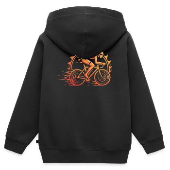 Fahrradfahrer - Kinder Premium Organic Zip Hoodie - Schwarz - Hinten - AI Model Kid Male (0cm)