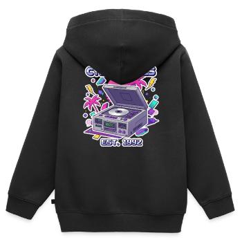 Cyber Tunes 1992 – Conception de lecteur CD rétro - Sweat Premium à capuche zippé enfant bio - noir - Dos - AI Model Kid Male (0cm)