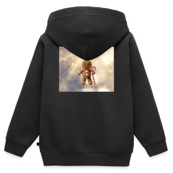 Noël du bonhomme en pain d’épices avec des cannes d’orge d’orge - Sweat Premium à capuche zippé enfant bio - noir - Dos - AI Model Kid Male (0cm)