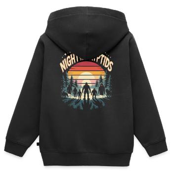 Kryptozoologie-Nacht der Kryptiden - Kinder Premium Organic Zip Hoodie - Schwarz - Hinten - AI Model Kid Male (0cm)