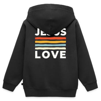 Jesus Love Christliche Nächstenliebe - Kinder Premium Organic Zip Hoodie - Schwarz - Hinten - AI Model Kid Male (0cm)