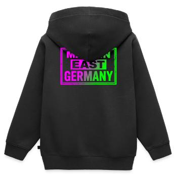 Sac à casquettes rétro Ostalgie Neon fabriqué en Allemagne de l’Est - Sweat Premium à capuche zippé enfant bio - noir - Dos - AI Model Kid Male (0cm)