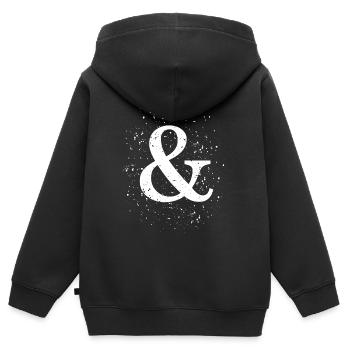 Grunge Ampersand  - Kinder Premium Organic Zip Hoodie - Schwarz - Hinten - AI Model Kid Male (0cm)