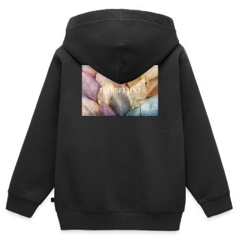 Design minimaliste transparent en verre - Sweat Premium à capuche zippé enfant bio - noir - Dos - AI Model Kid Male (0cm)