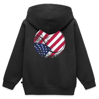 Patriotischer Tennisball Amerikanische Flagge Sportfan Gif - Kinder Premium Organic Zip Hoodie - Schwarz - Hinten - AI Model Kid Male (0cm)