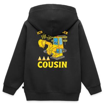I Will Big Cousin 2024 Excavator Soon Bigger - Kids Premium Organic Zip-up Hoodie - black - Back - AI Model Kid Male (0cm)