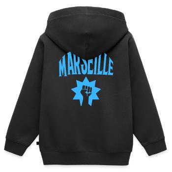 Marseille - Kinder Premium Organic Zip Hoodie - Schwarz - Hinten - AI Model Kid Male (0cm)
