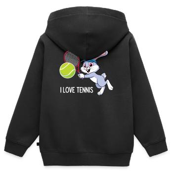 Ich liebe Tennis - Kinder Premium Organic Zip Hoodie - Schwarz - Hinten - AI Model Kid Male (0cm)