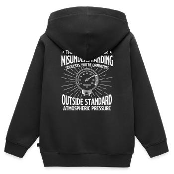 Außerhalb des Standarddruck-Sarkasmus - Kinder Premium Organic Zip Hoodie - Schwarz - Hinten - AI Model Kid Male (0cm)