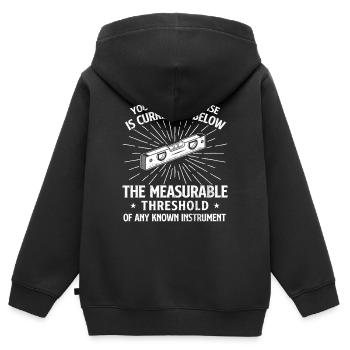 Gesunder Menschenverstand unterhalb messbarer Schwelle Humor - Kinder Premium Organic Zip Hoodie - Schwarz - Hinten - AI Model Kid Male (0cm)