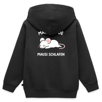 Mausi müde - Mausi schlafen | Süße Maus - Kinder Premium Organic Zip Hoodie - Schwarz - Hinten - AI Model Kid Male (0cm)