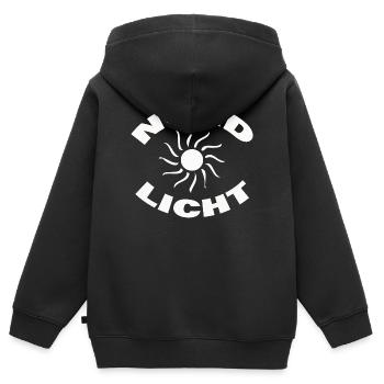 NORDLICHT - Kinder Premium Organic Zip Hoodie - Schwarz - Hinten - AI Model Kid Male (0cm)