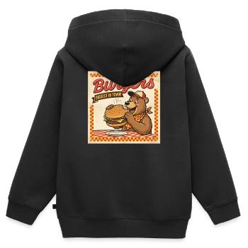 Les plus gros burgers de la ville Retro Bears ont faim - Sweat Premium à capuche zippé enfant bio - noir - Dos - AI Model Kid Male (0cm)