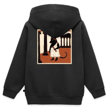 Rat romain dans Toge dans l’Antiquité - Sweat Premium à capuche zippé enfant bio - noir - Dos - AI Model Kid Male (0cm)
