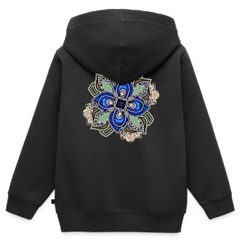 Blaugrüne extravagante Mandala-Blume - Kinder Premium Organic Zip Hoodie - Schwarz - Hinten - AI Model Kid Male (0cm)