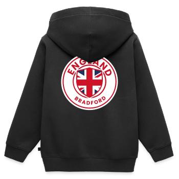 England Bradford Flaggenschild - Kinder Premium Organic Zip Hoodie - Schwarz - Hinten - AI Model Kid Male (0cm)