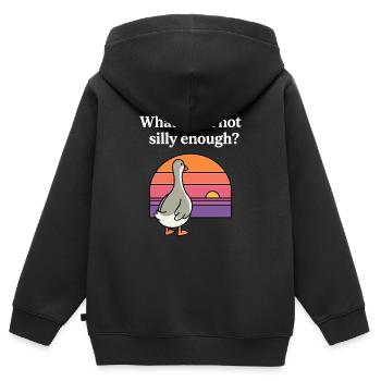 Was, wenn ich nicht albern genug bin, lustige Gans-Retro - Kinder Premium Organic Zip Hoodie - Schwarz - Hinten - AI Model Kid Male (0cm)