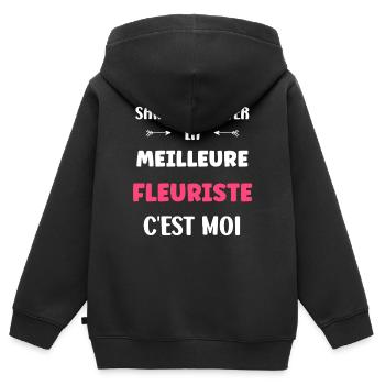 fleuriste - Sweat Premium à capuche zippé enfant bio - noir - Dos - AI Model Kid Male (0cm)