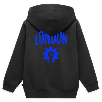 Londres - Sweat Premium à capuche zippé enfant bio - noir - Dos - AI Model Kid Male (0cm)