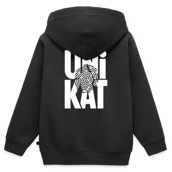 Unikat Einzigartig Individuell Selbstwert Unique - Kinder Premium Organic Zip Hoodie - Schwarz - Hinten - AI Model Kid Male (0cm)