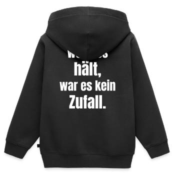 Si elle tient, ce n’était pas un hasard - Sweat Premium à capuche zippé enfant bio - noir - Dos - AI Model Kid Male (0cm)