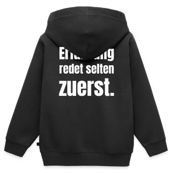 Erfahrung redet selten zuerst - Kinder Premium Organic Zip Hoodie - Schwarz - Hinten - AI Model Kid Male (0cm)