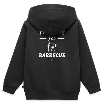 Ich kann nicht, ich habe ein Barbecue - Kinder Premium Organic Zip Hoodie - Schwarz - Hinten - AI Model Kid Male (0cm)