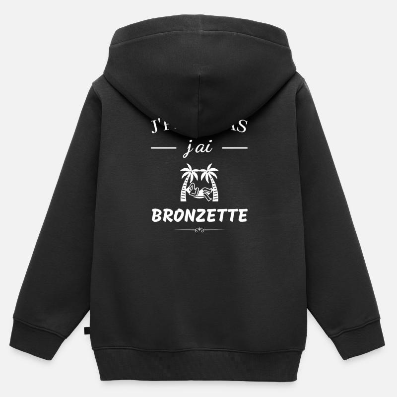 J'peux pas j'ai bronzette - Sweat Premium à capuche zippé enfant bio - noir