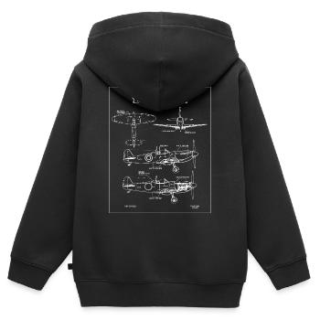 Spitfire Aviation Blueprint Vintage-Flugzeuge - Kinder Premium Organic Zip Hoodie - Schwarz - Hinten - AI Model Kid Male (0cm)