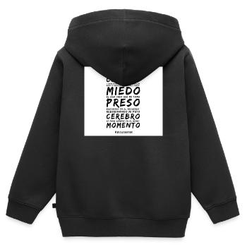 Herz und Angst im Vers - Kinder Premium Organic Zip Hoodie - Schwarz - Hinten - AI Model Kid Male (0cm)