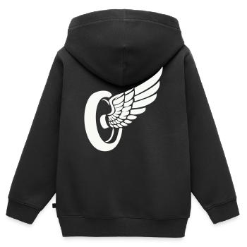 Reifen Flügel - Kinder Premium Organic Zip Hoodie - Schwarz - Hinten - AI Model Kid Male (0cm)