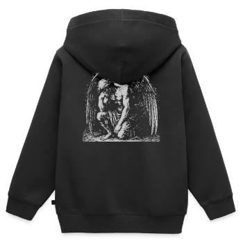 L’ange ailé déchu en contemplation - Sweat Premium à capuche zippé enfant bio - noir - Dos - AI Model Kid Male (0cm)