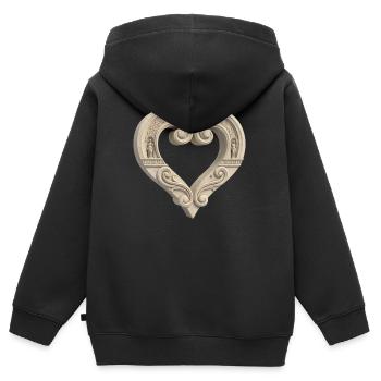 Architectural Stone Heart Sculpture - Kinder Premium Organic Zip Hoodie - Schwarz - Hinten - AI Model Kid Male (0cm)