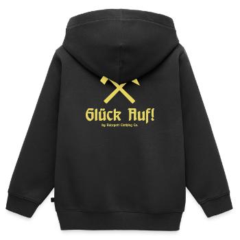 Glück Auf! - Ruhrpott - Zeche - Zollverein - Kinder Premium Organic Zip Hoodie - Schwarz - Hinten - AI Model Kid Male (0cm)