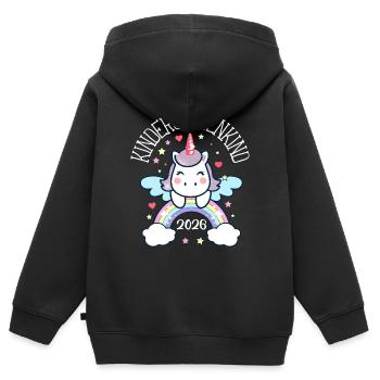 Kindergarten Child Unicorn Rainbow Nursery - Kids Premium Organic Zip-up Hoodie - black - Back - AI Model Kid Male (0cm)