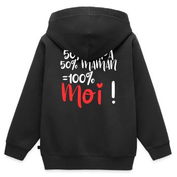 50% Dad, 50% Mom 100% Me - Kids Premium Organic Zip-up Hoodie - black - Back - AI Model Kid Male (0cm)