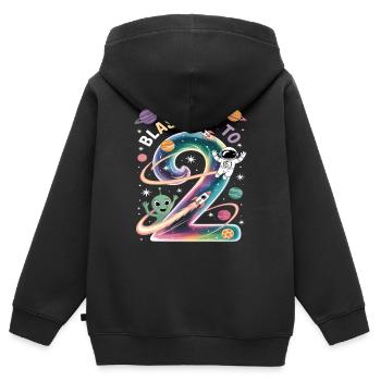 Abflug ins Weltall 2. Geburtstag Kindergeburtstag - Kinder Premium Organic Zip Hoodie - Schwarz - Hinten - AI Model Kid Male (0cm)
