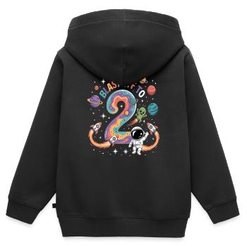 Abflug ins Weltall 2. Geburtstag Kindergeburtstag - Kinder Premium Organic Zip Hoodie - Schwarz - Hinten - AI Model Kid Male (0cm)