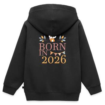 Baby Geboren in 2026 Born in 2026 Süßer Fuchs - Kinder Premium Organic Zip Hoodie - Schwarz - Hinten - AI Model Kid Male (0cm)