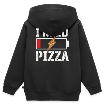 Ich brauche Pizza lustiges Essen Zitat Pizzaliebhaber - Kinder Premium Organic Zip Hoodie - Schwarz - Hinten - AI Model Kid Male (0cm)