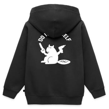 Rizinusbricolage, mach es selbst - Kinder Premium Organic Zip Hoodie - Schwarz - Hinten - AI Model Kid Male (0cm)