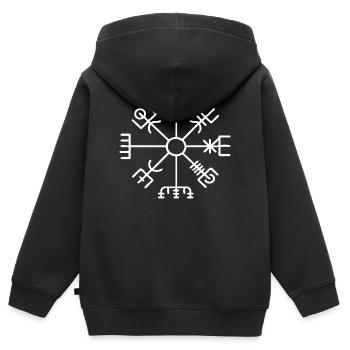 Eight-Arm Rune Compass Sigil - Kids Premium Organic Zip-up Hoodie - black - Back - AI Model Kid Male (0cm)