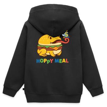 Hoppy Meal 5th Birthday Frog - Kids Premium Organic Zip-up Hoodie - black - Back - AI Model Kid Male (0cm)