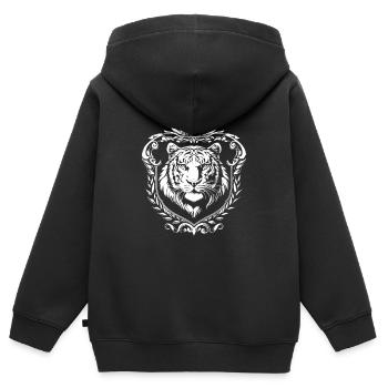 Ornate Tiger Crest - Kinder Premium Organic Zip Hoodie - Schwarz - Hinten - AI Model Kid Male (0cm)